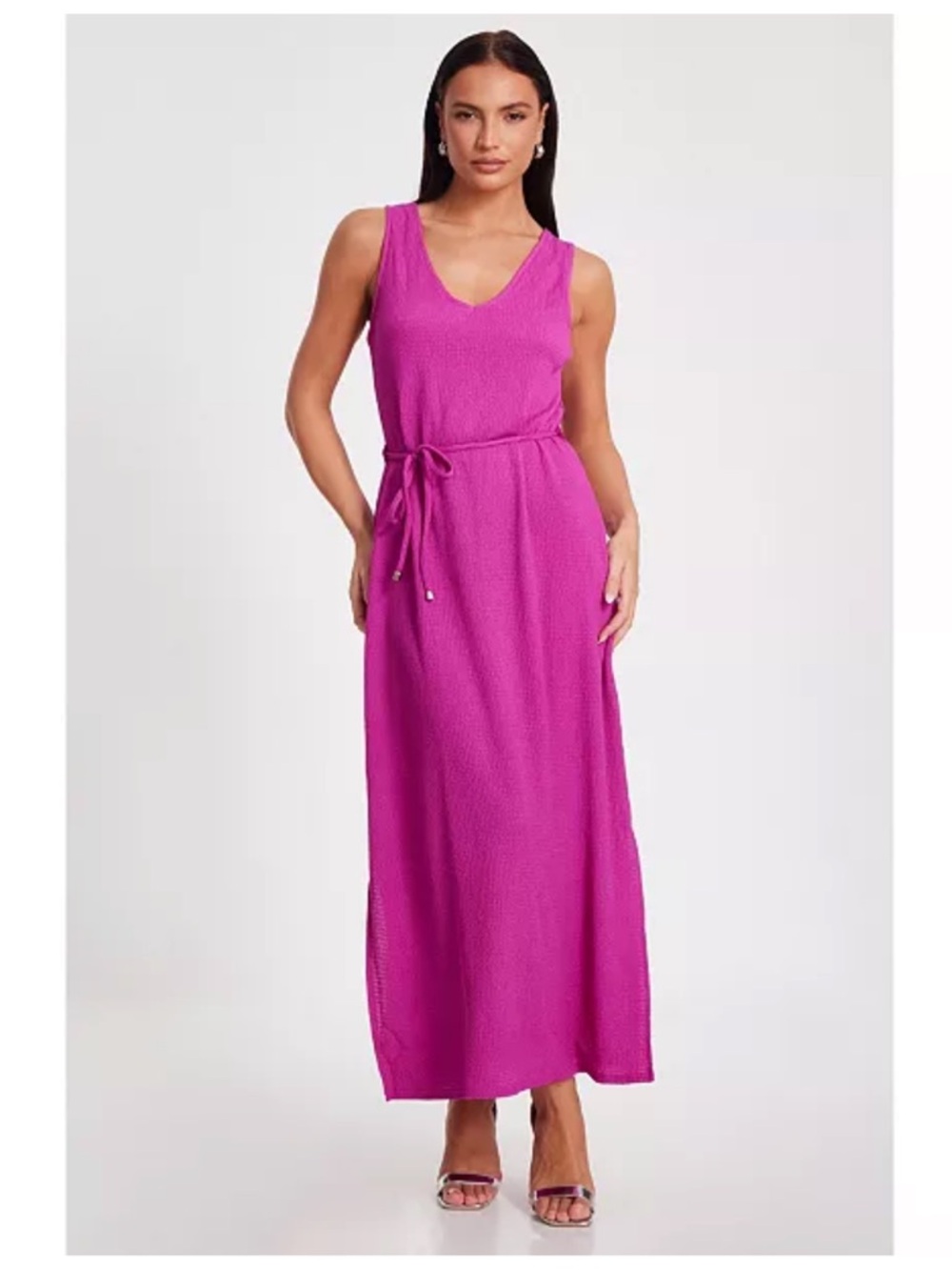 Quiz Fuchsia Maxi Dress with Tie Waist